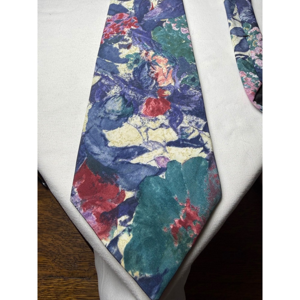 Editions by Van Heusen‎ Mens Tie Abstract Floral Print Blue Green Red Polyester